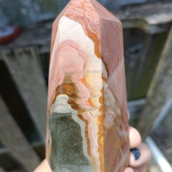 Pink Polychrome Jasper Stone Tower, Dessert Jasper Rock Polished specimen Crysta - Picture 6 of 7